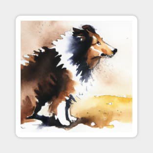 Collie Watercolor Painting - Dog Lover Gifts Magnet