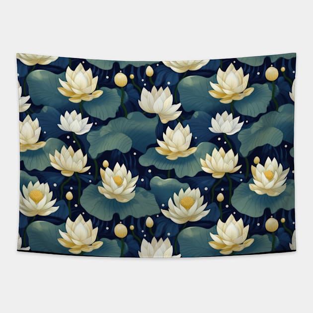 Serenity Blooms: Timeless Lotus Flower Pattern Tapestry by star trek fanart and more