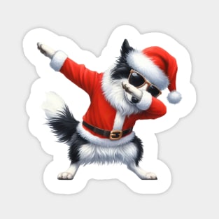 Christmas Border Collie Dog Dabbing Dance Magnet