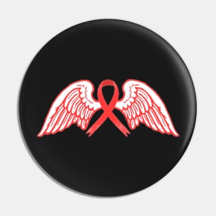 Red Awareness Ribbon with Angel Wings 2 Pin