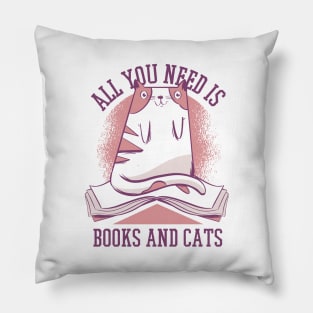 Books and cats T-shirt Pillow