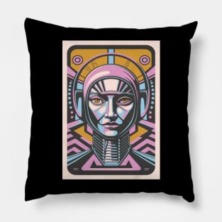 Futurism Dystopian Abstract Modern Portrait Art Pillow