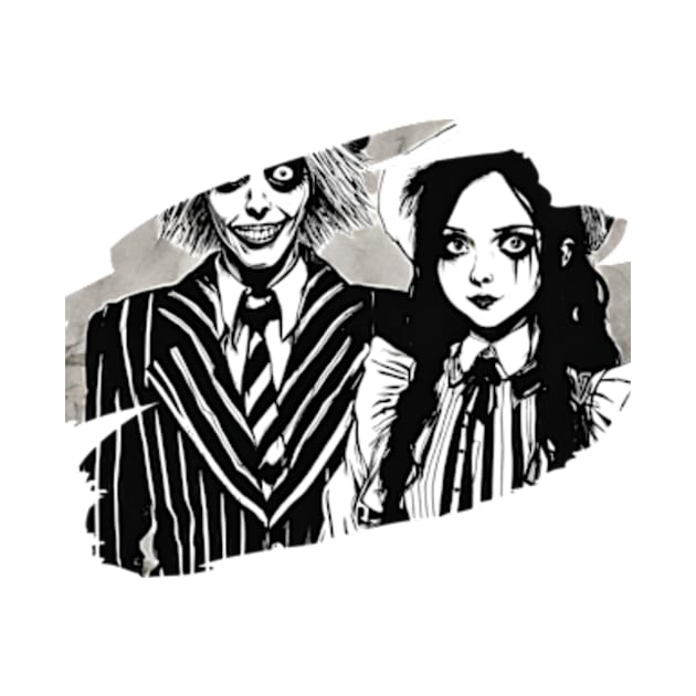 beetlejuice and wednesday adams  manga style by badrhijri