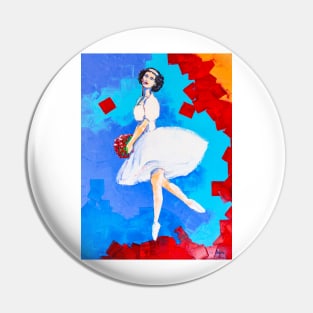 Ballerina with a bouquet of scarlet roses Pin