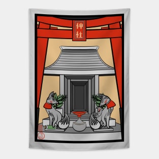 Kitsune Shrine Flower Card - small corner shrines found all over Japan Tapestry