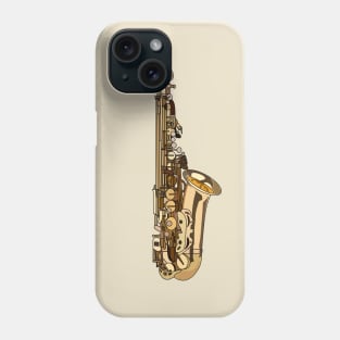 Saxophone cartoon illustration Phone Case