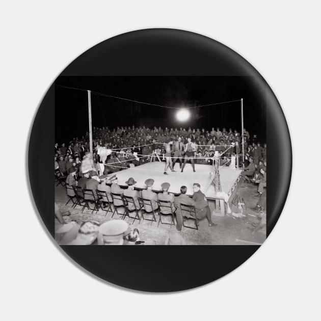 Boxing Match, 1919. Vintage Photo Pin by historyphoto