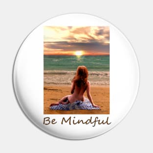 Woman girl seated on beach looking at sunset zen yoga buddhism Pin
