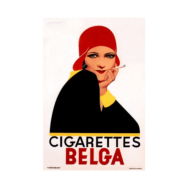 CIGARETTES BELGA Art Deco Advertising Belgian Tobacco Cigar Vintage by vintageposters