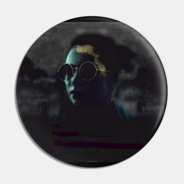 Beautiful girl with round glasses. Dark, like in night dream. Light aqua and gray. Pin by 234TeeUser234