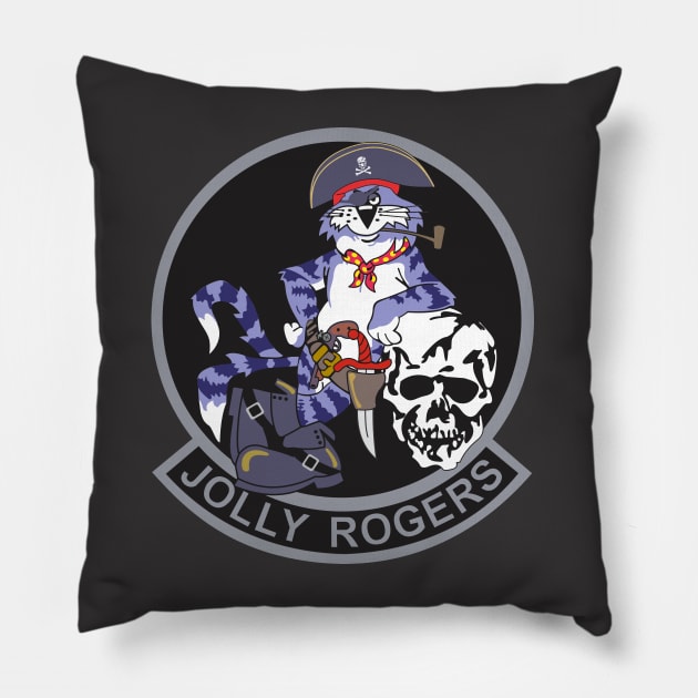 Grumman F-14 Tomcat - Jolly Rogers - black Pillow by TomcatGypsy