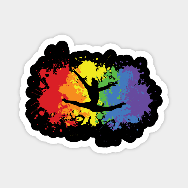 Rainbow gymnast splatter Magnet by Flipflytumble