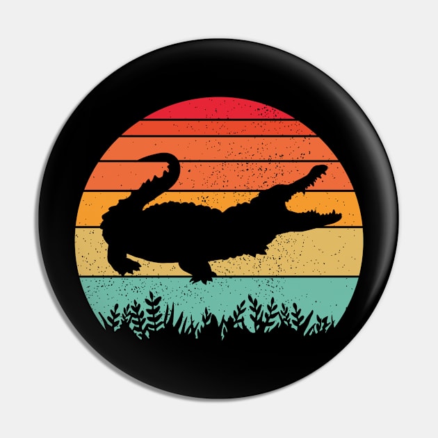 Alligator Retro Sunset Pin by GypsyBluegrassDesigns