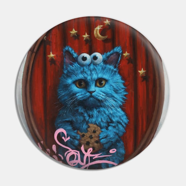 Cookie Monster Kitty. Blue Cat Googly Eyes Adorable Soul. Cat Monster. My Soul. moon and stars Pin by Tiger Picasso