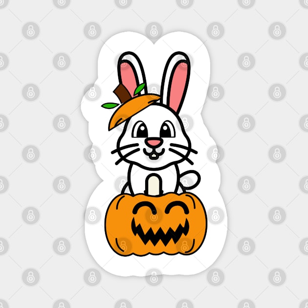Funny Bunny is in a pumpkin Magnet by Pet Station