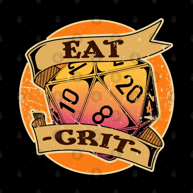 Retro DM Tabletop Gift Print Funny Eat Crit Dragons D20 Dice Print by Linco