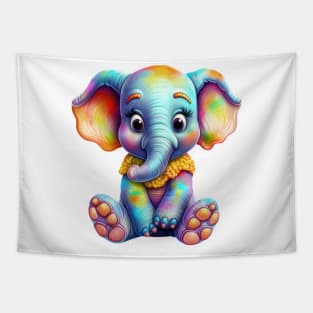 Rainbow Baby Elephant Tapestry