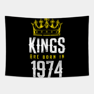 kings are born 1974 birthday quote crown king birthday party gift Tapestry