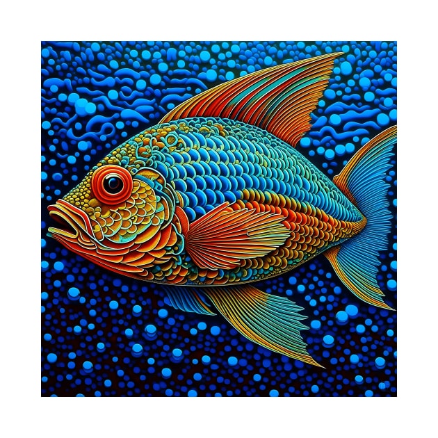 [AI Art] Fish in the sea, Optical Art Style by Sissely