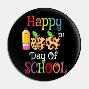 Happy 100Th Day Of School Leopard Print Teacher Student Pin