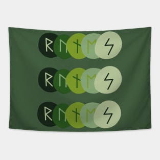 "RUNES" On Green Tapestry