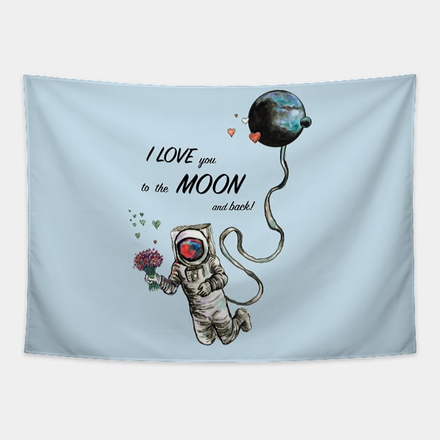 I love you to the Moon and Back. Tapestry by FanitsaArt