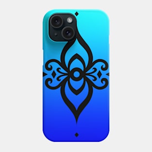 Fleur de Iris Black on Blue Phone Case