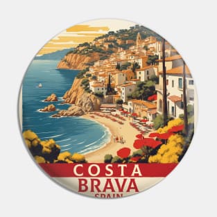 Costa Brava Spain Travel Tourism Retro Vintage Pin