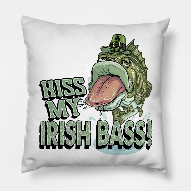 Kiss My Irish Bass St. Patricks Day Pillow by Mudge