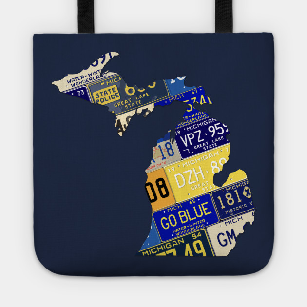Michigan License Plates Go Blue University Of Michigan Tote Teepublic