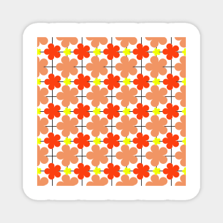 Orange and Yellow Floral Pattern Magnet