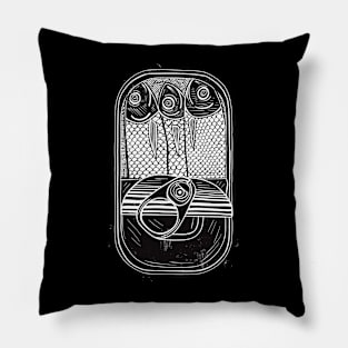 Tin Of Sardines Linocut Pillow