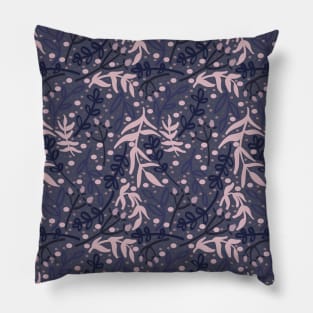 Botanicals and Dots - Hand Drawn Design - Pink, Grey, and Purple Pillow