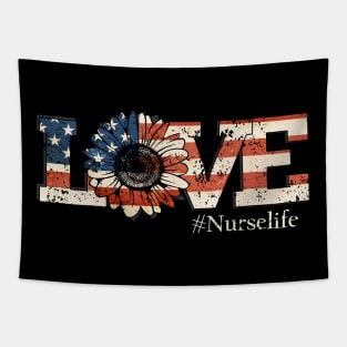 Sunflower Flag American Nurse Life Nursing Clinical RN LPN Tapestry