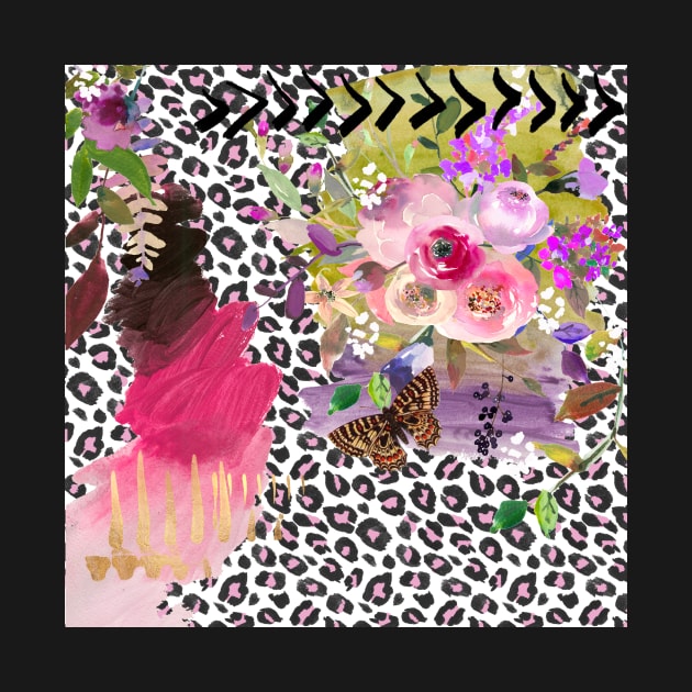 Absract leopard floral collage by LisaCasineau