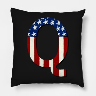 Vintage style Red White Blue Q Pillow