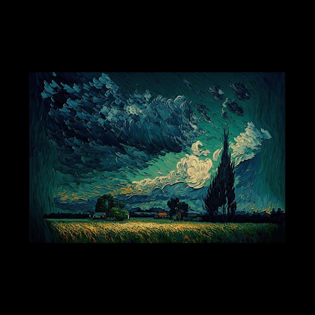beautiful fields when this sky will send down its waters vincent van gogh by van gogh-Tee