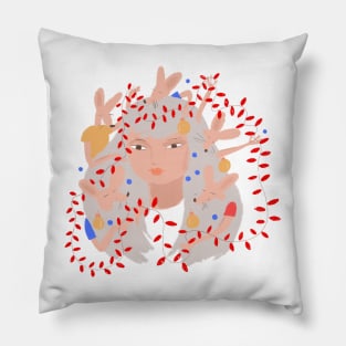 Cute mice helping with Christmas decorations Pillow