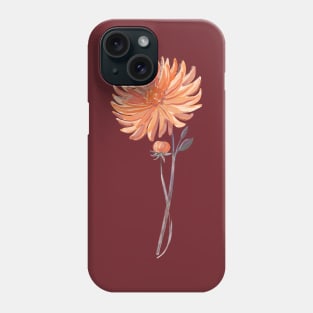 Coral Dahlia Sprig Bud Phone Case