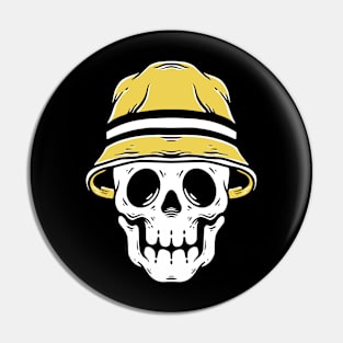 Skull with Cap Illustration Pin