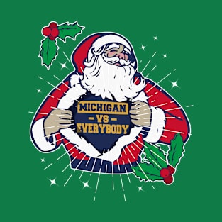 Santa is a Michigan Fan Funny Vintage T-Shirt