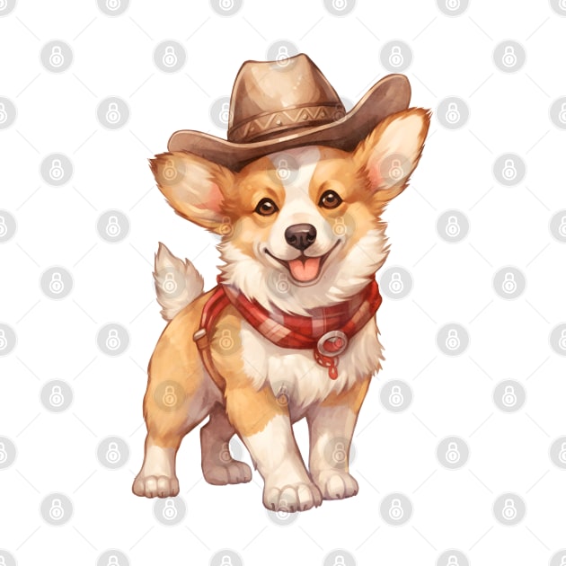 Cowboy Pembroke Welsh Corgi Dog by Chromatic Fusion Studio