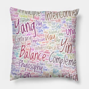 Yin Yan Interconnect Pattern Text Word Cloud Pillow