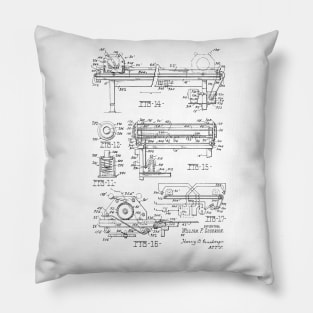 Card Printing Machine Vintage Patent Hand Drawing Pillow