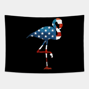 4th of July Flamingo American flag USA Tapestry