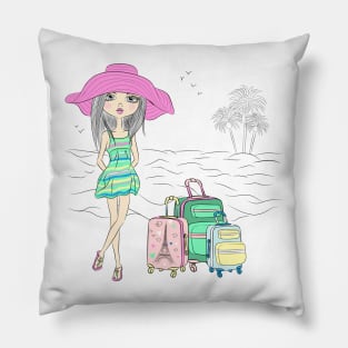 Hipster traveler girl Pillow
