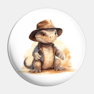 Komodo Dragon Wearing a Cowboy Hat Pin