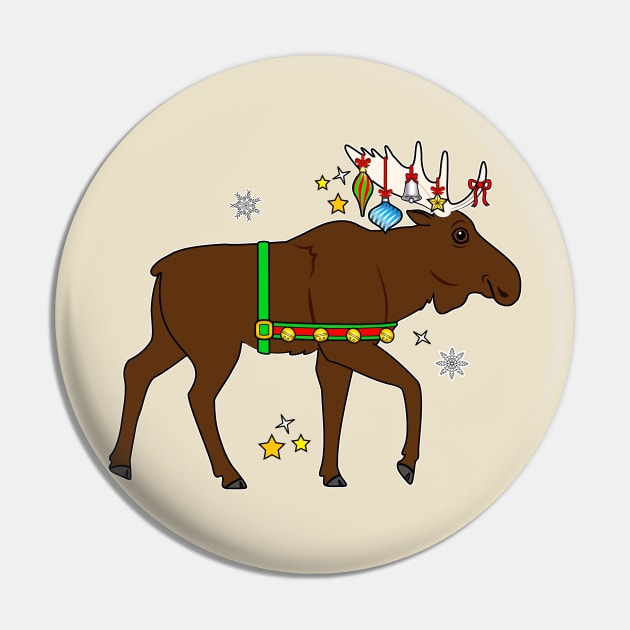 Festive Christmas Holiday Moose Pin by PenguinCornerStore