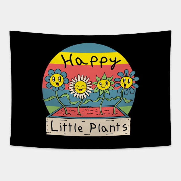 Happy Little Plants Tapestry by Vincent Trinidad Art