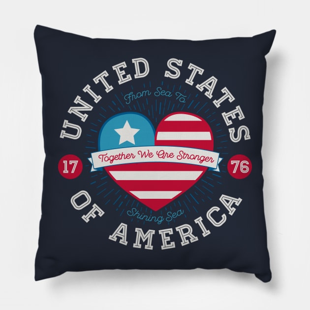 United States Heart Crest Pillow by TeeMagnet